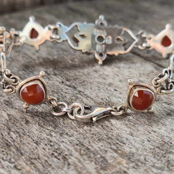 Nicky Butler 925 Sterling Silver Carnelian Labradorite Designer NB Bracelet 8"✨️ - Picture 9 of 16